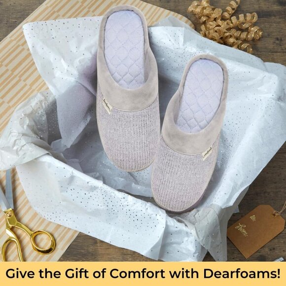 Women's Chenille Knit Closed Toe Scuff Slippers Memory Foam Comfort - Picture 6 of 7